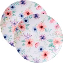 Jogo Pratos Sobremesa Lanche 12 Pessoas 12 Pçs Floratta 21cm