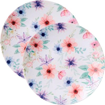 Jogo Pratos Sobremesa Lanche 12 Pessoas 12 Pçs Floratta 21cm