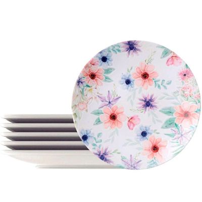 Jogo Pratos Sobremesa Lanche 12 Pessoas 12 Pçs Floratta 21cm