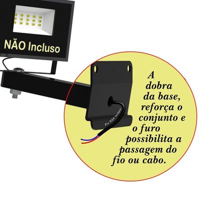 Suporte Refletor Parede Braço Inclinado 40 Cm - Preto
