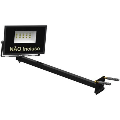 Suporte Refletor Parede Braço Inclinado 40 Cm - Preto