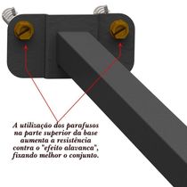 05 Suportes Refletor Base Reta Braço 20 Cm 5 Cjts - Preto
