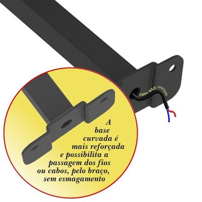 05 Suportes Refletor Base Reta Braço 20 Cm 5 Cjts - Preto