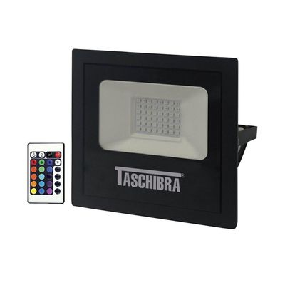 Refletor Taschibra Led Tr Slim 20w Rgb Preto Bivolt