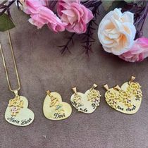 Gargantilha Coração Personalizado E Pingente Filhos (as) Banhado A Ouro 18k