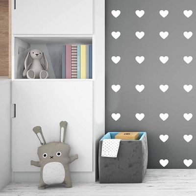 Adesivo Parede Infantil Quarto Sala Coração 5X6Cm Branca