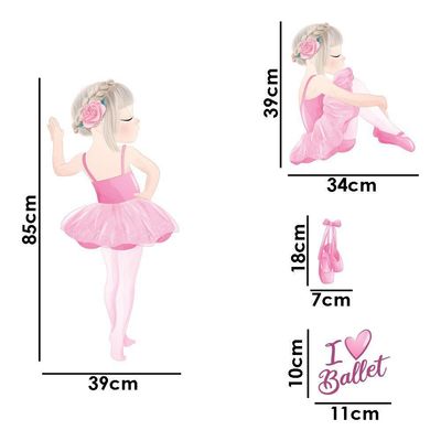 Adesivo De Parede Decorativo Infantil Bailarina Love Ballet