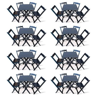 Kit 8 Conjunto Com Jogo De Mesa 60x60 Com 4 Cadeiras Dobráveis Preto