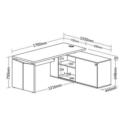 Mesa Para Escritório Home Office Em L 170x155cm Unik A02 Freijó Branco - Lyam Decor