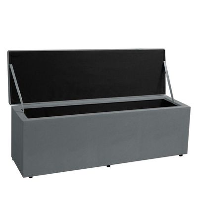 Calçadeira Recamier Baú King 1,95m Berlim Suede - Pallazio Cor Cinza