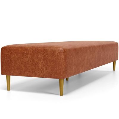 Kit 02 Puffs Decorativo Sala De Estar Bali W01 Pés Palito 170x60cm Couríssimo Camel - Lyam Decor