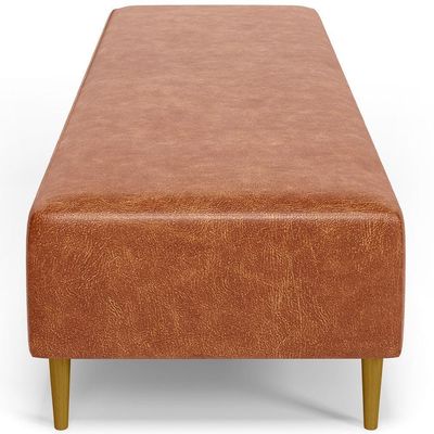 Kit 02 Puffs Decorativo Sala De Estar Bali W01 Pés Palito 170x60cm Couríssimo Camel - Lyam Decor