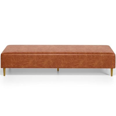 Kit 02 Puffs Decorativo Sala De Estar Bali W01 Pés Palito 170x60cm Couríssimo Camel - Lyam Decor
