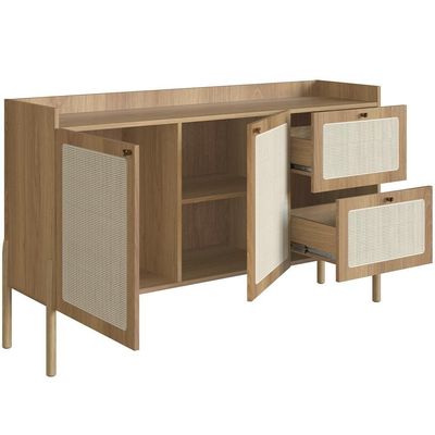 Aparador Buffet Para Sala De Jantar 139cm Pés Madeira Moss A03 Hanover Roble