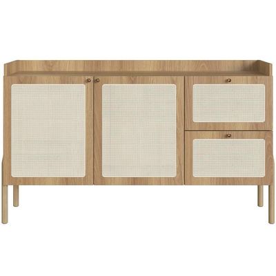 Aparador Buffet Para Sala De Jantar 139cm Pés Madeira Moss A03 Hanover Roble