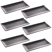 Kit 6 Pratos Sushi Travessa Melamina Preta 30x15cm Lyor Tóquio Comida Japonesa