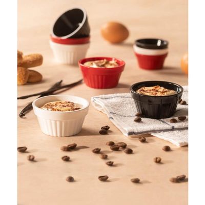 Kit 6 Ramekins Brancos Canelados 90ml Maionese Chimichurri Vinagrete Uno Coza
