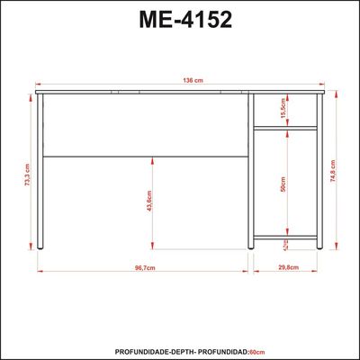 Mesa Gamer 136cm com 2 Prateleiras e Porta CPU ME4152 Preto/Azul Tecnomobili