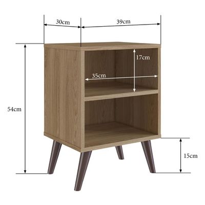 Mesa de Cabeceira com Prateleira Oak Completa Móveis