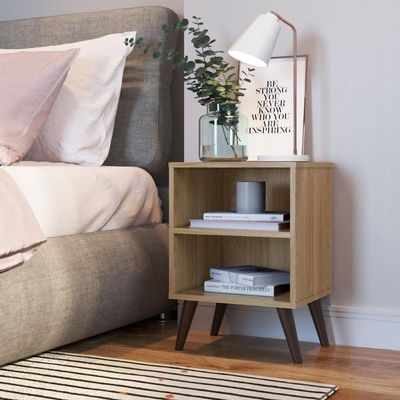 Mesa de Cabeceira com Prateleira Oak Completa Móveis