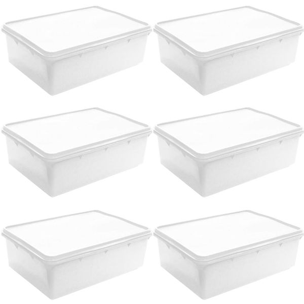 Kit 6 Caixas Organizadoras 6,5L Herméticas Plasvale Cestos Empilháveis Alimentos