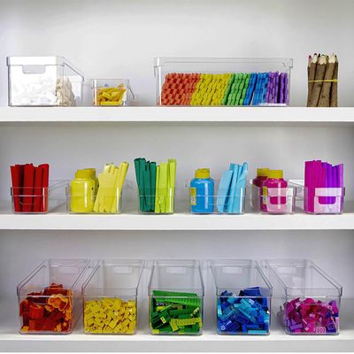 Organizador Multiuso Empilhável 30x15x13cm Caixa Organizadora Transparente Com Alças Clear OU