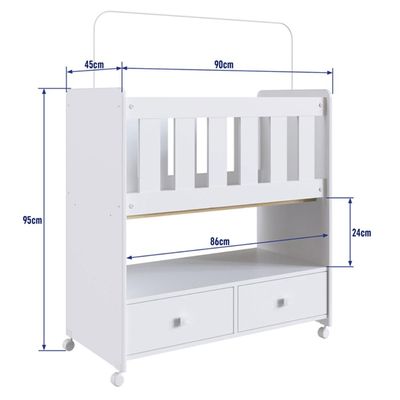 Mini Berço Moisés com 02 Gavetas e sem Colchão Branco