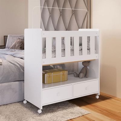 Mini Berço Moisés com 02 Gavetas e sem Colchão Branco
