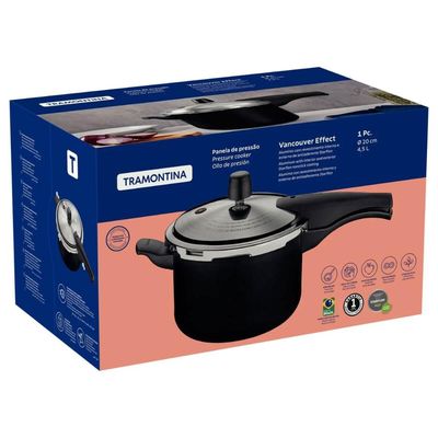 Panela de Pressão Tramontina Vancouver Effect 24cm Alumínio Antiaderente 6L Preto
