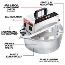 Panela Misturadora Automática Elétrica 4L para Doces e Salgados Saro Bivolt Cinza