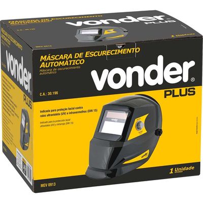 Máscara para solda com escurecimento automático tonalidade 9 a 13 MEV 0913 VONDER PLUS