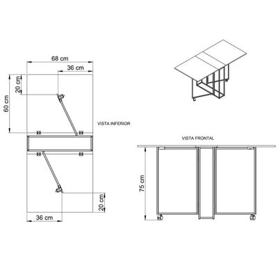 Mesa Dobrável Industrial Preto e Mel 142x68cm Placa e Ponto Mesa De Jantar ou Escritório