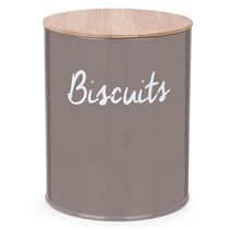 Pote Biscuits Porta Condimentos Lata de Biscoito com Tampa de Bambu Haus Concept Canister Warm Gray