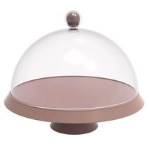 Porta Bolo 30cm com Cúpula e Pé Bubble Crippa Amêndoa Tortas Doces Boleira