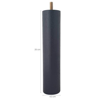 Conjunto 12 Pés de Cama 20cm Pés de Madeira Palito Box Baú Casal Preto
