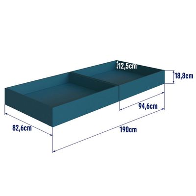 Conjunto 2 Gavetões Individuais para Beliche Azul Secreto