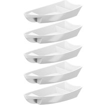 Conjunto 5 Barcas para Sushi Comida Japonesa Oriental Brancas Uno Coza Plástico 27,5x13cm
