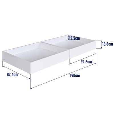 Conjunto 2 Gavetões Individuais para Beliche Branco