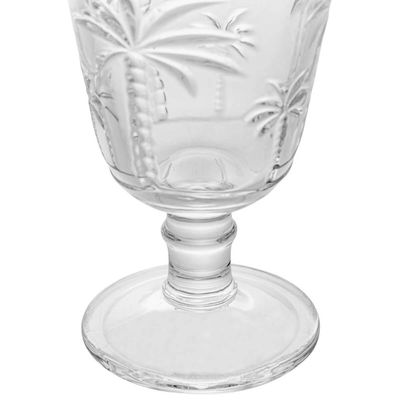 Cj 24 Taças Vidro Servir Água Aromatizada Suco Cristal Palm Decoradas Palmeiras 240ml Lyor