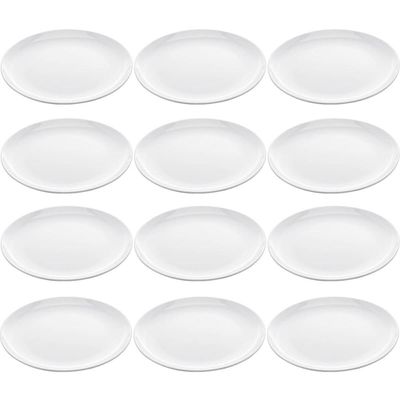 Conjunto de 12 Pratos de Melamina Brancos 25,5cm para Servir Petiscos Restaurantes Lyor