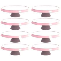 Conjunto 8 Bases Porta Bolos Tortas Doces 28cm com Pé Bubble Crippa Rosa Himalaia