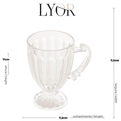 Conjunto 6 Xícaras de Café 200ml com Pé e Alça Imperial Lyor