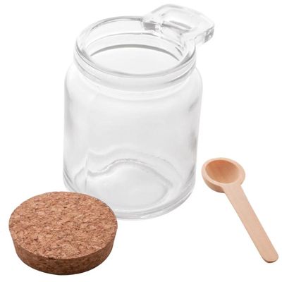 Conjunto 12 Potes de Vidro com Tampa de Rolha Colher de Bambu Porta Temperos 240ml Lyor