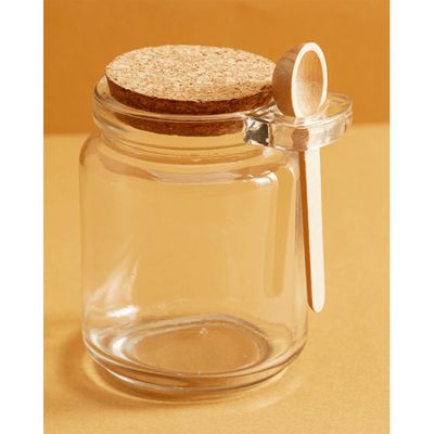 Conjunto 12 Potes de Vidro com Tampa de Rolha Colher de Bambu Porta Temperos 240ml Lyor