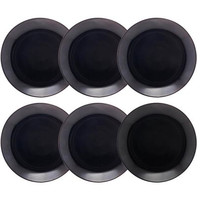 Conjunto 6 Pratos de Vidro Opalino para Sobremesa 19cm Preto