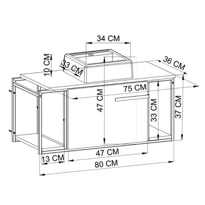 Gabinete Suspenso Para Lavabo 80cm P1019 Mel com Cuba Ametista Preta