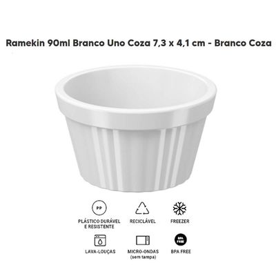 Jogo 12 Ramekins Brancos Canelados 90ml para Geleias Maionese Chimichurri Uno Coza