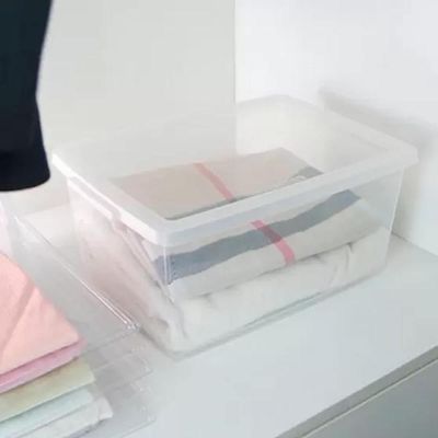Caixa Organizadora 7,5L Tampa Click Ordene My Closet Plástica Transparente Roupeiro Lavanderia