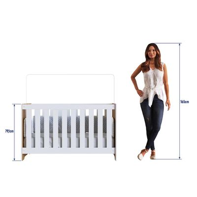 Berço 3 em 1 com Regulagem Nogal com Branco Completa Móveis