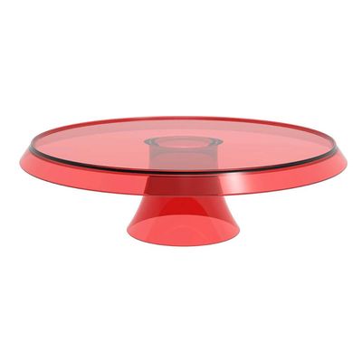Boleira Porta Bolo com Cúpula e Pé 25cm Vermelho Transparente Glassy Crippa Doces